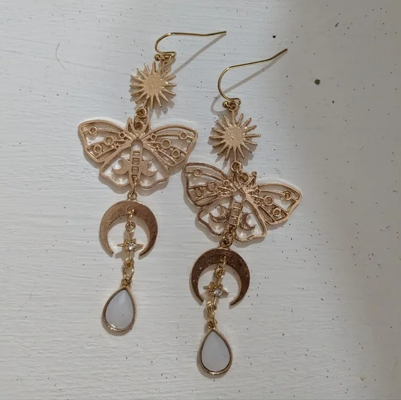 celestial moth earrings - Picture 2 of 2
